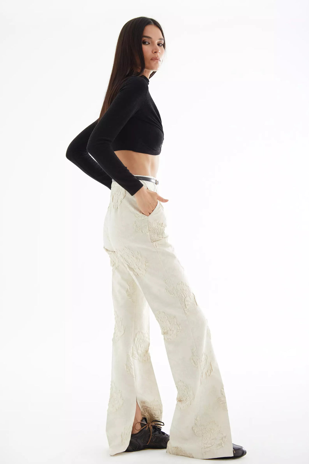 FRV Black triko long sleeve mini blouse - Meridian