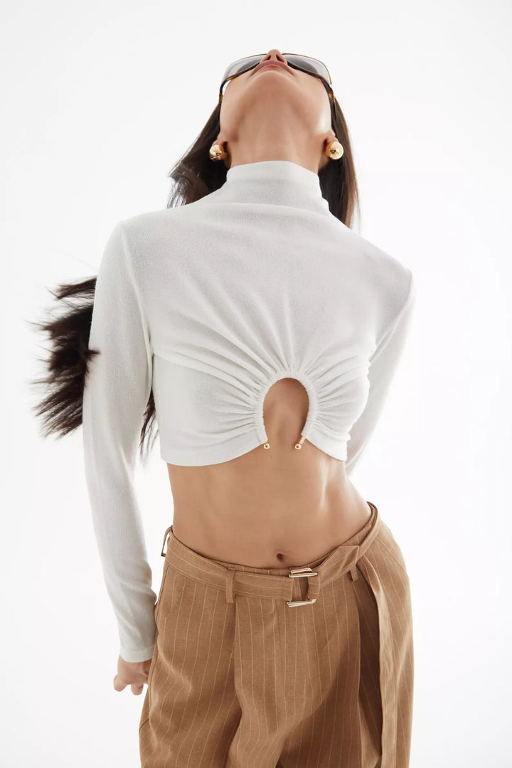 FRV White triko long sleeve mini blouse - Nürtingen