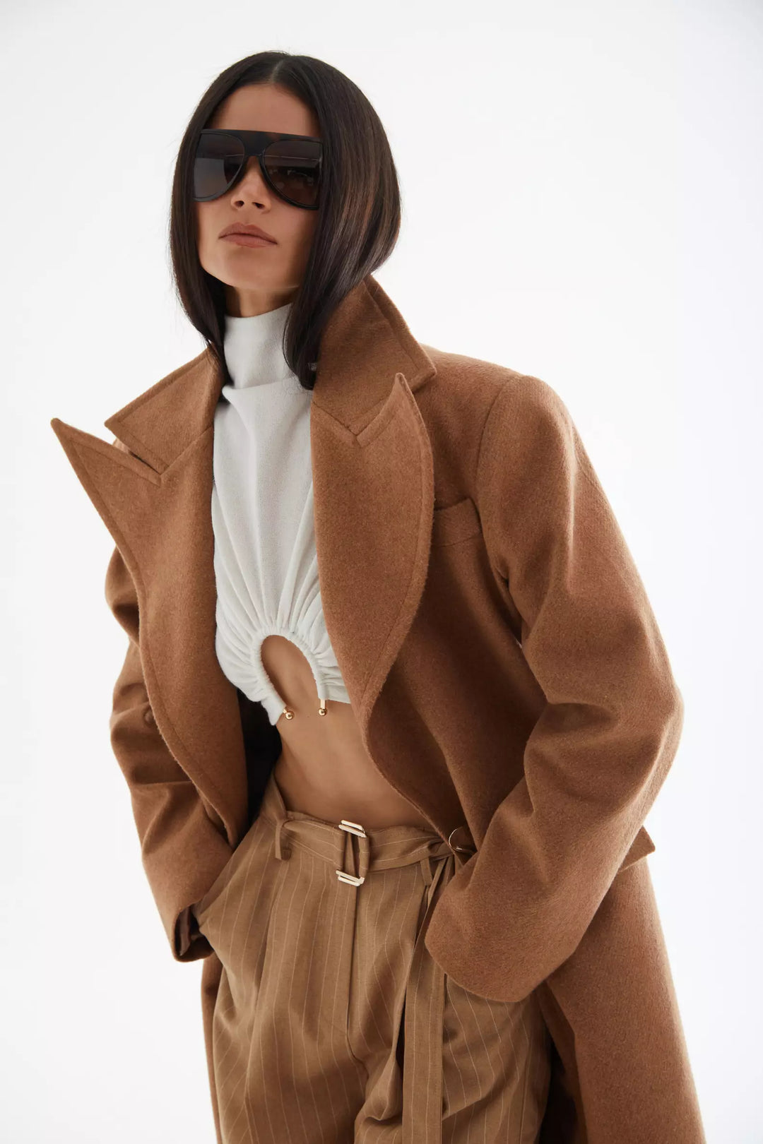 FRV White triko long sleeve mini blouse - Nürtingen