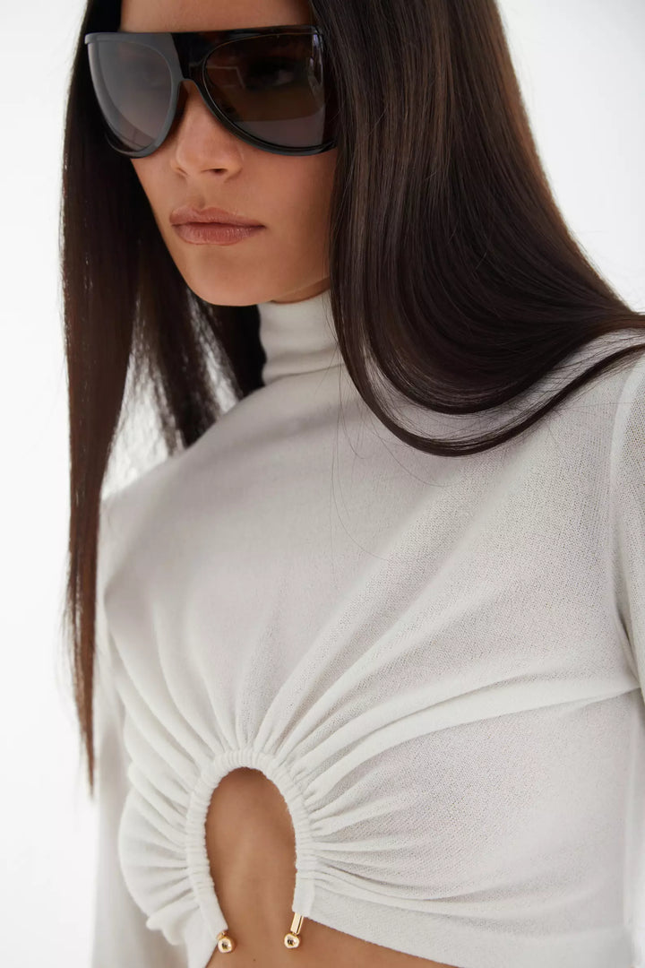 FRV White triko long sleeve mini blouse - Nürtingen