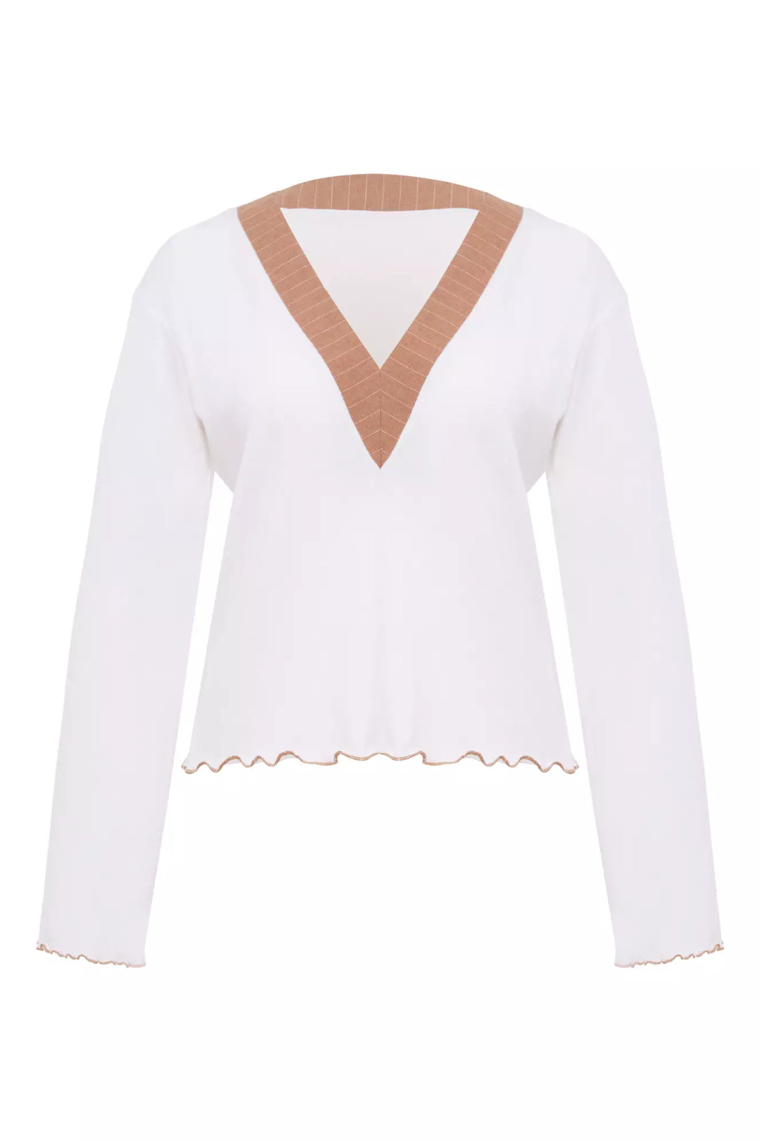 FRV White triko long sleeve blouse - Bergamo