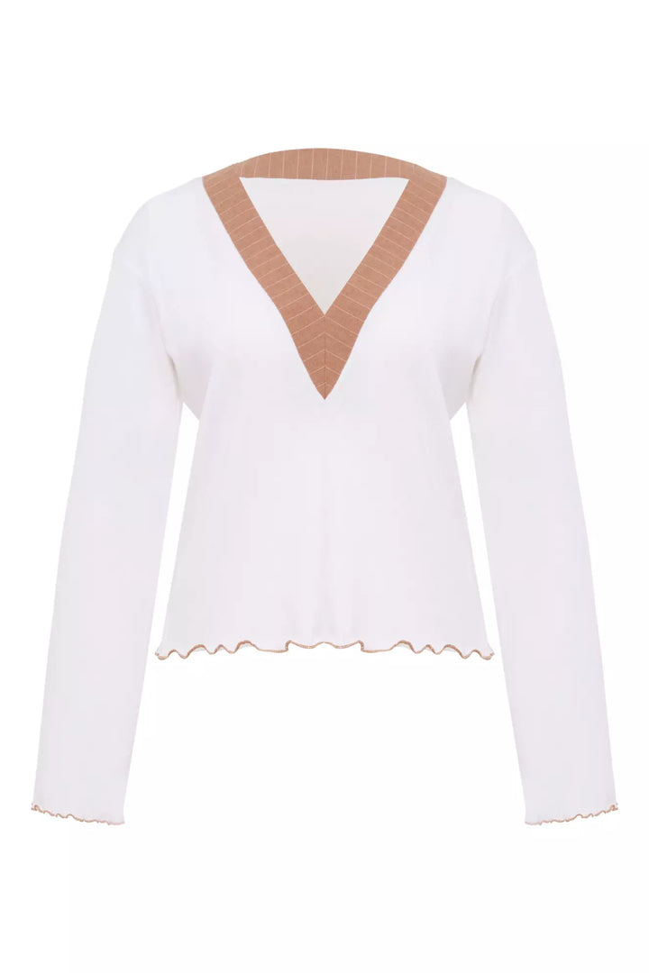 FRV White triko long sleeve blouse - Bergamo
