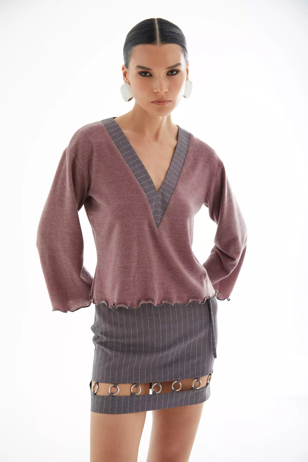 FRV Pink triko long sleeve blouse - Huddersfield