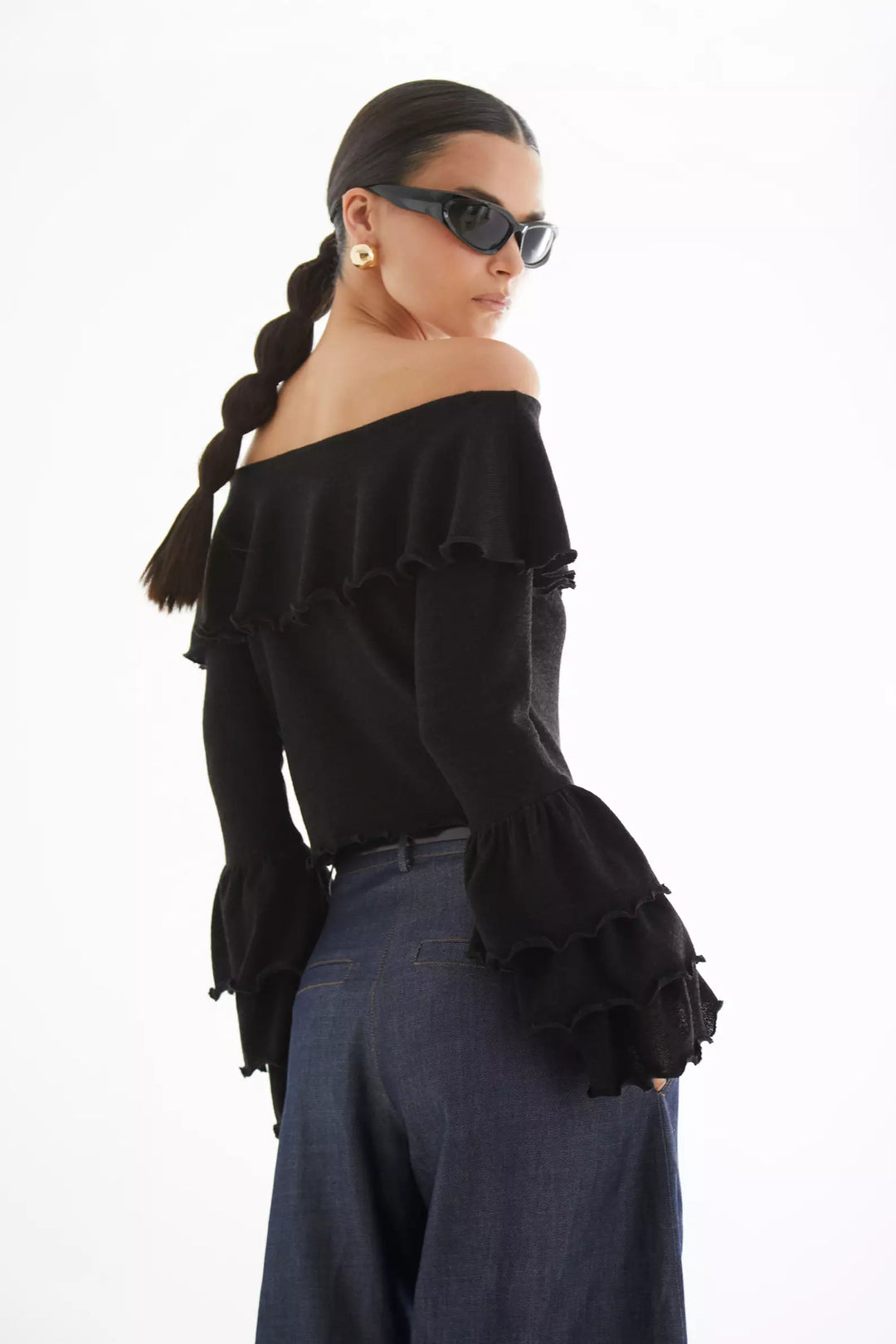 FRV Black triko long sleeve blouse - West Sacramento