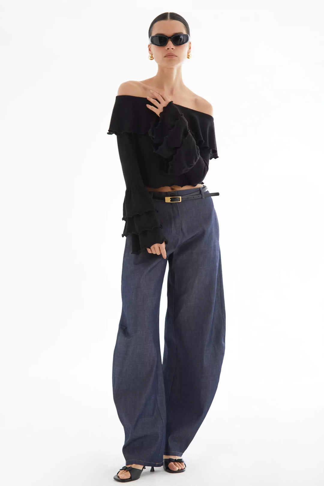 FRV Black triko long sleeve blouse - West Sacramento