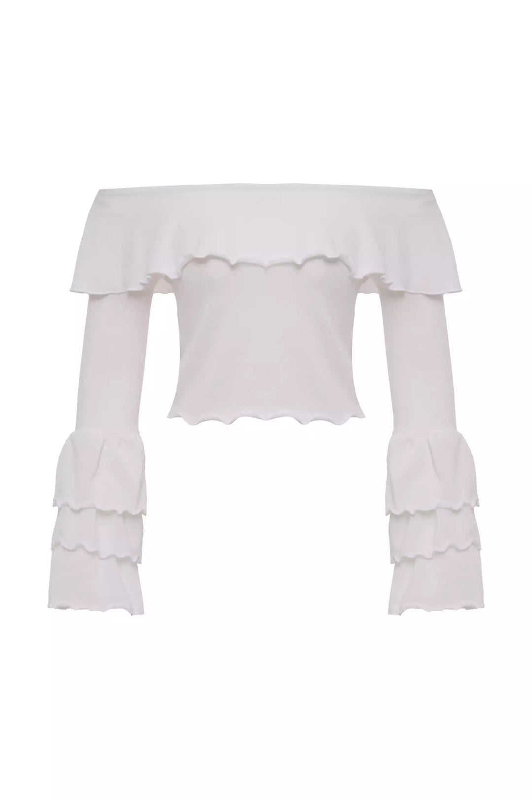 FRV White triko long sleeve blouse - Merthyr Tudful