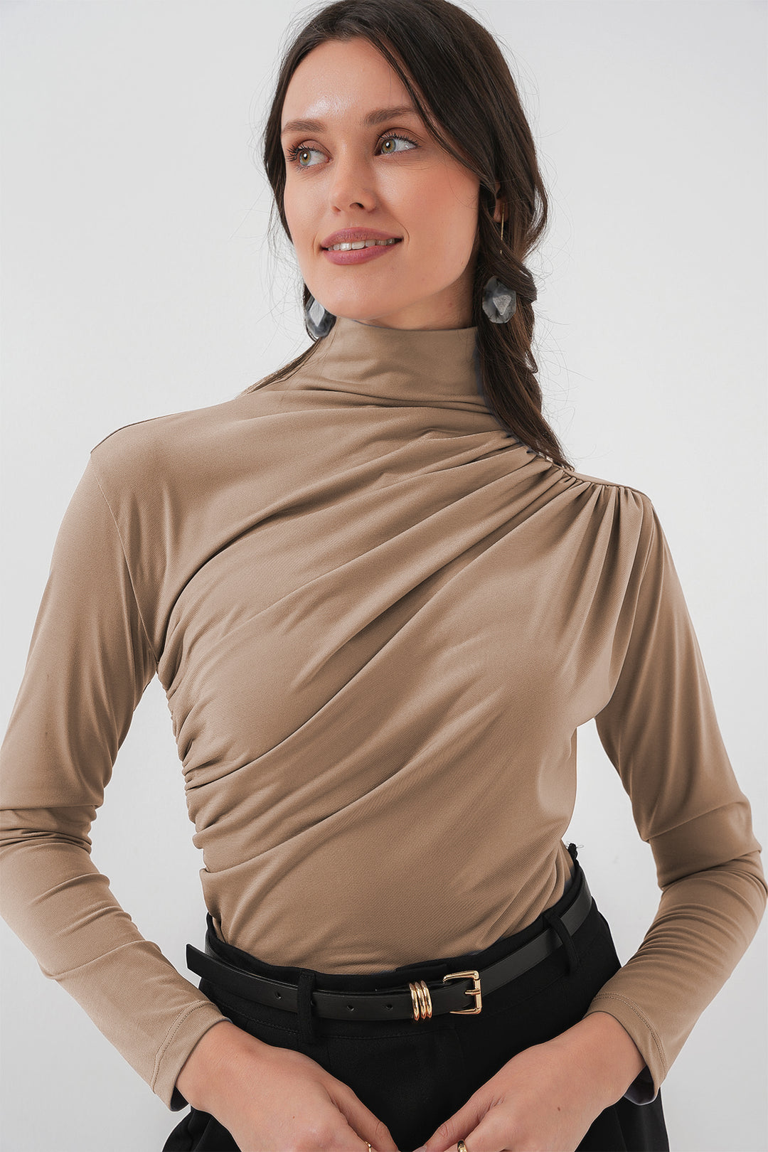 BGD Women Ruffle Detailed Sandy Blouse - Beige - Bitterfeld