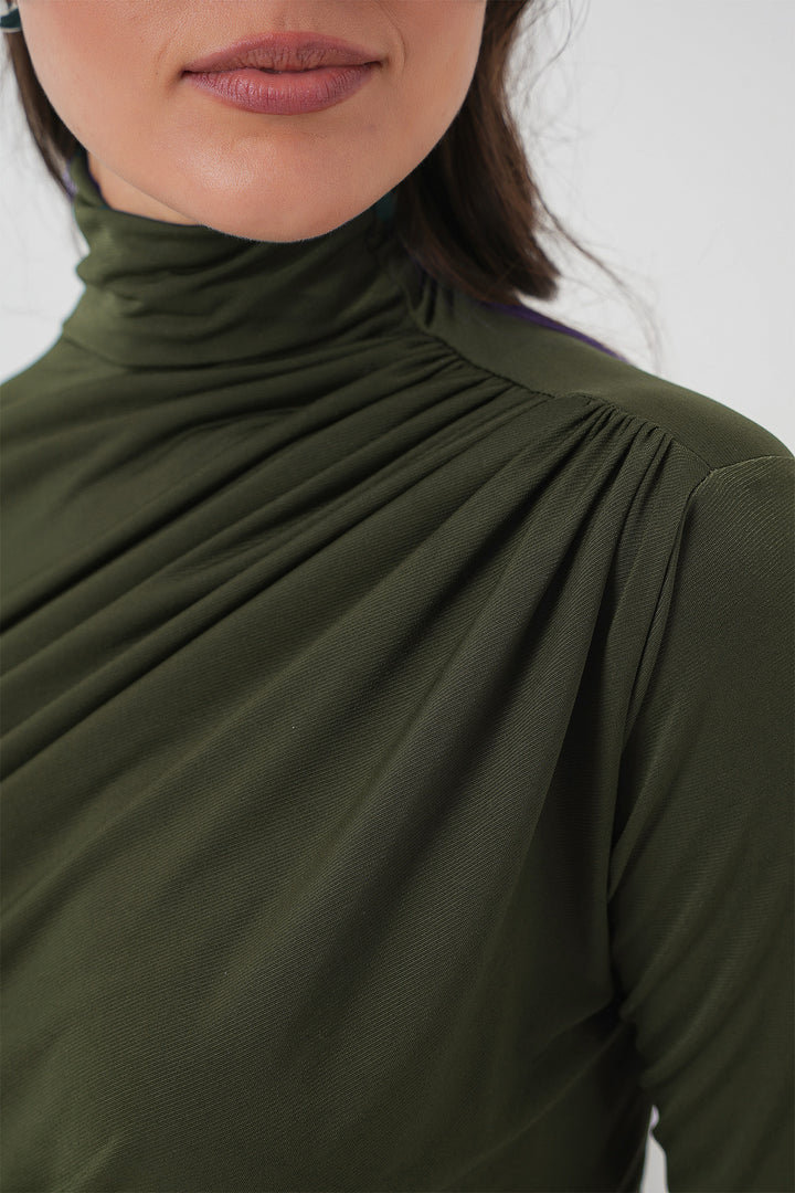 BGD Women Ruffle Detailed Sandy Blouse - Khaki - Busto Arsizio