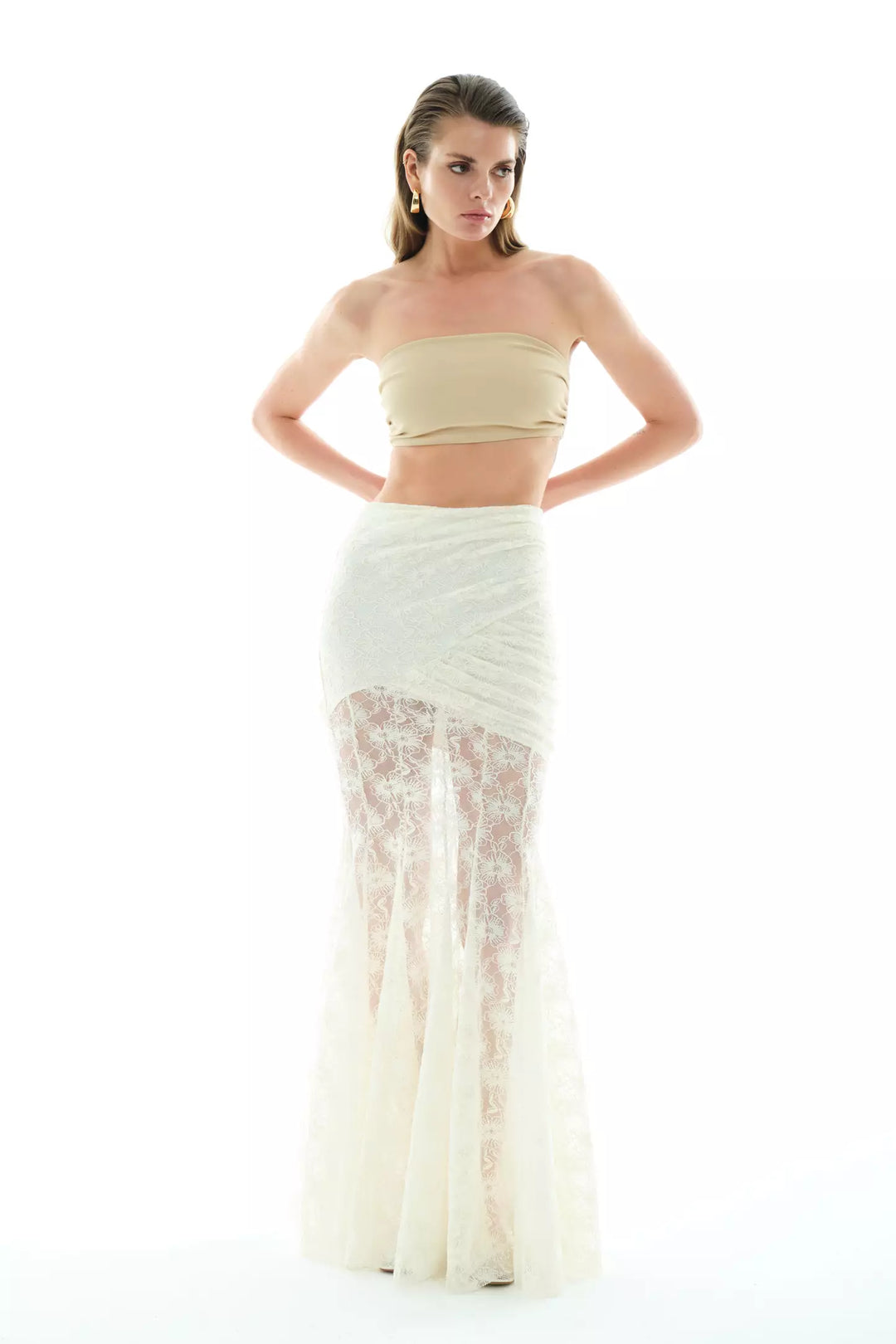 FRV White lace midi skirt - Daugavpils