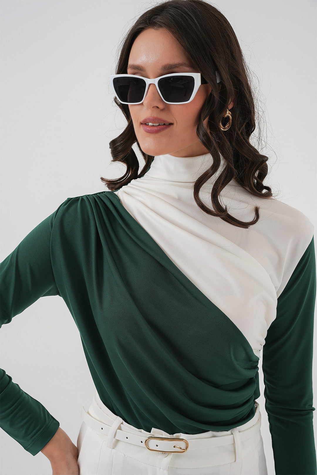 BGD Women Ruffle Detailed Sandy Blouse - Emerald Green - Manzanillo