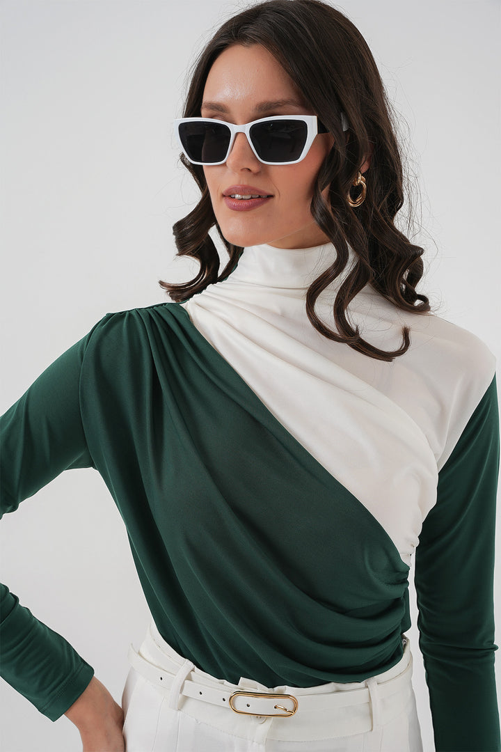 BGD Women Ruffle Detailed Sandy Blouse - Emerald Green - Manzanillo