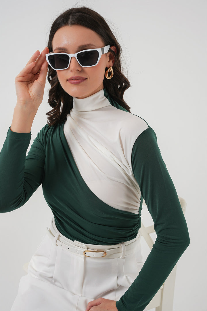 BGD Women Ruffle Detailed Sandy Blouse - Emerald Green - Manzanillo