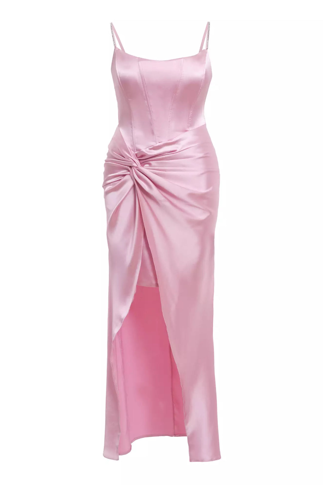 FRV Pink plus size satin sleeveless long dress - Paris