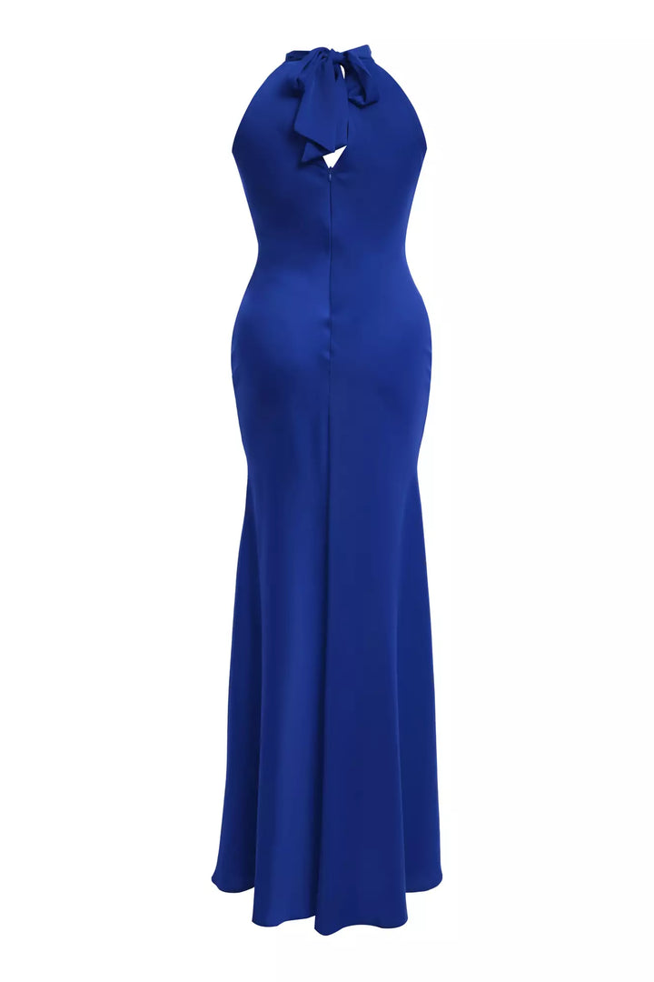FRV Blue plus size satin sleeveless long dress - Adeje