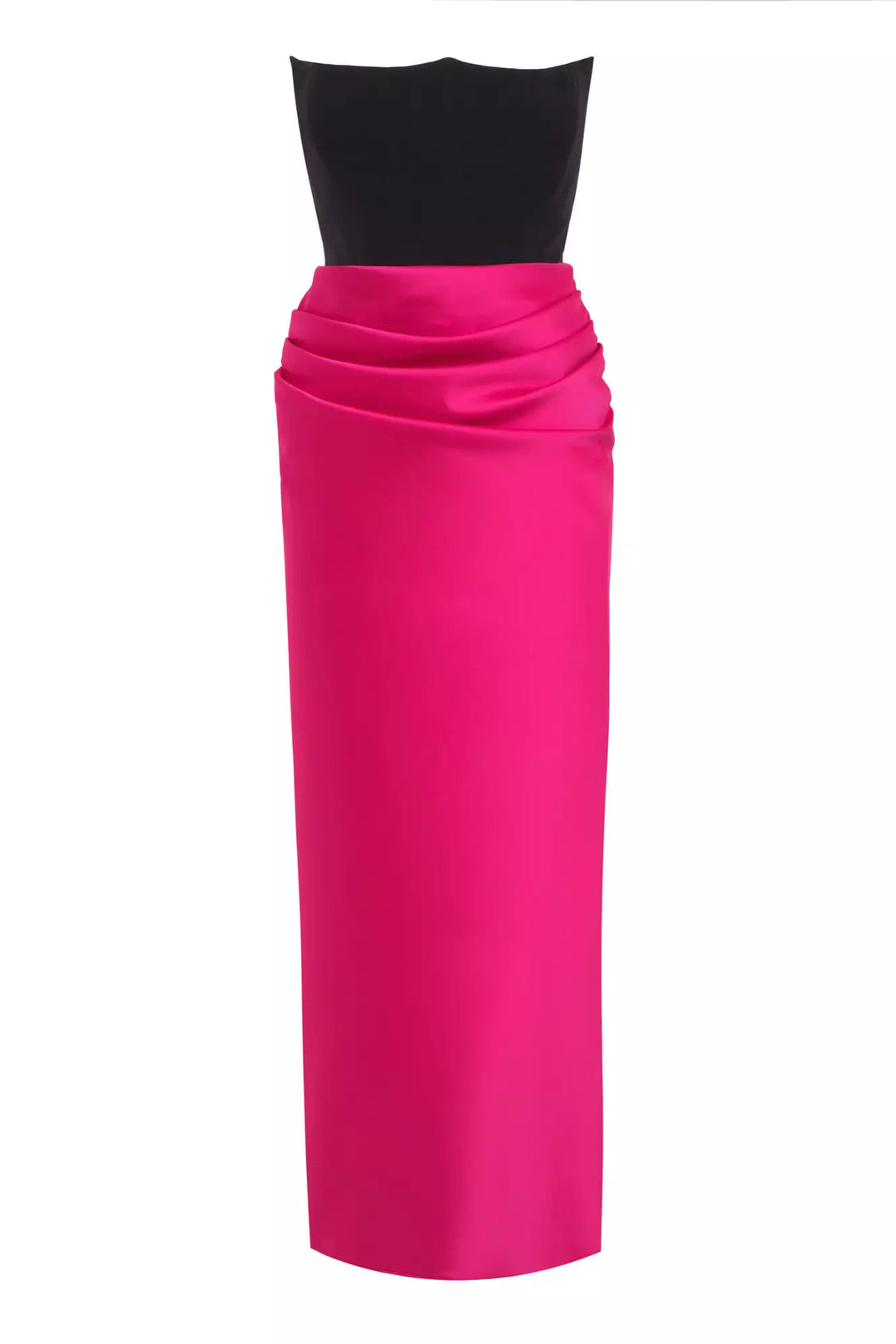 FRV Fuchsia plus size satin sleeveless long dress - Mahilyow