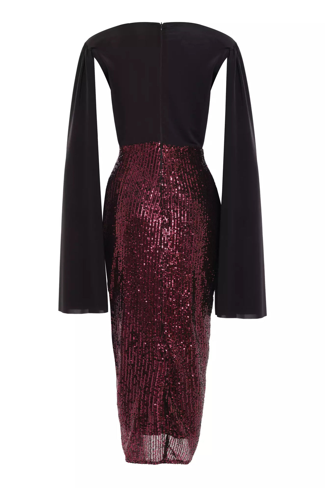 FRV Maroon stamp sequins long sleeve long dress - Richland