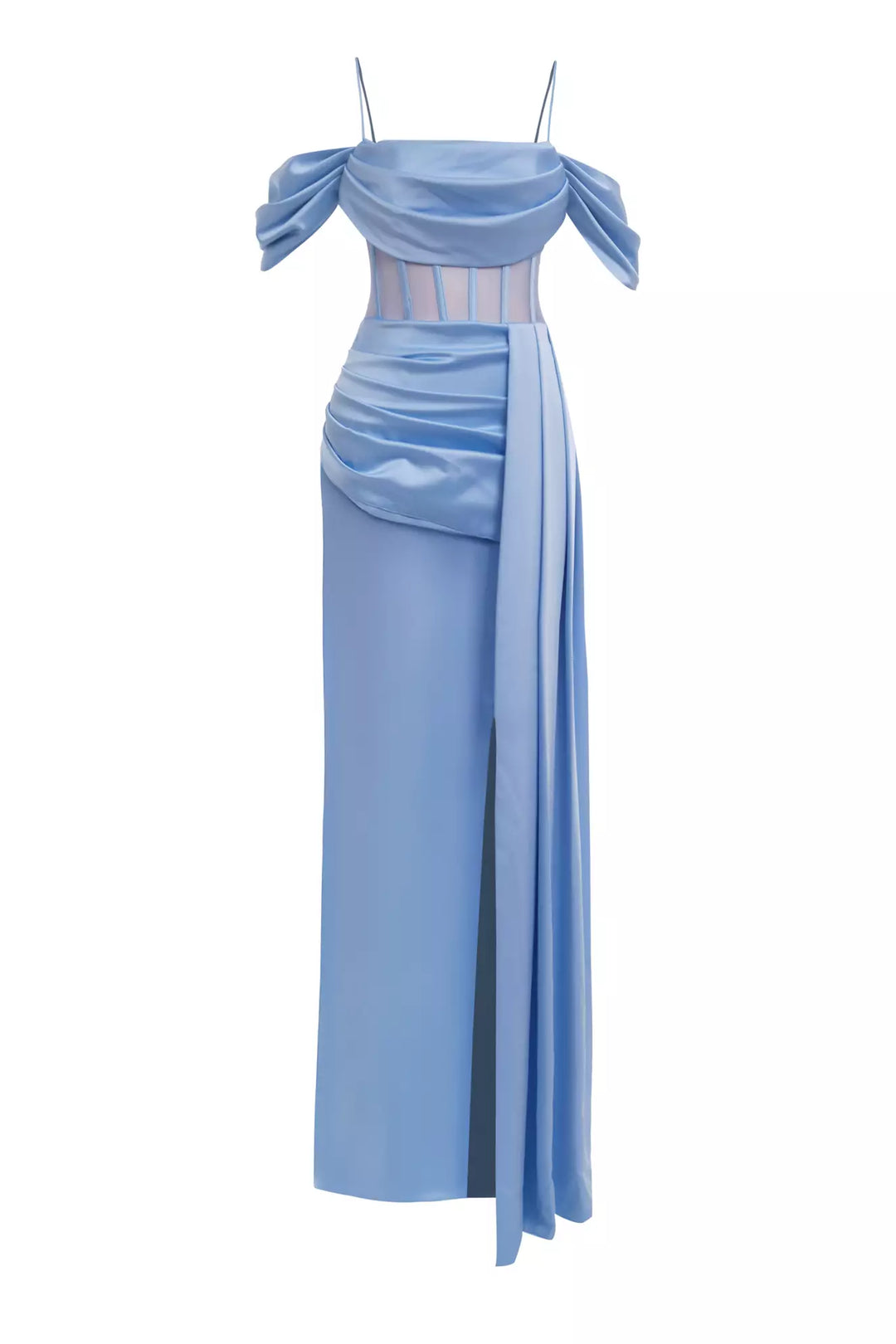 FRV Blue satin sleeveless long dress - Morden