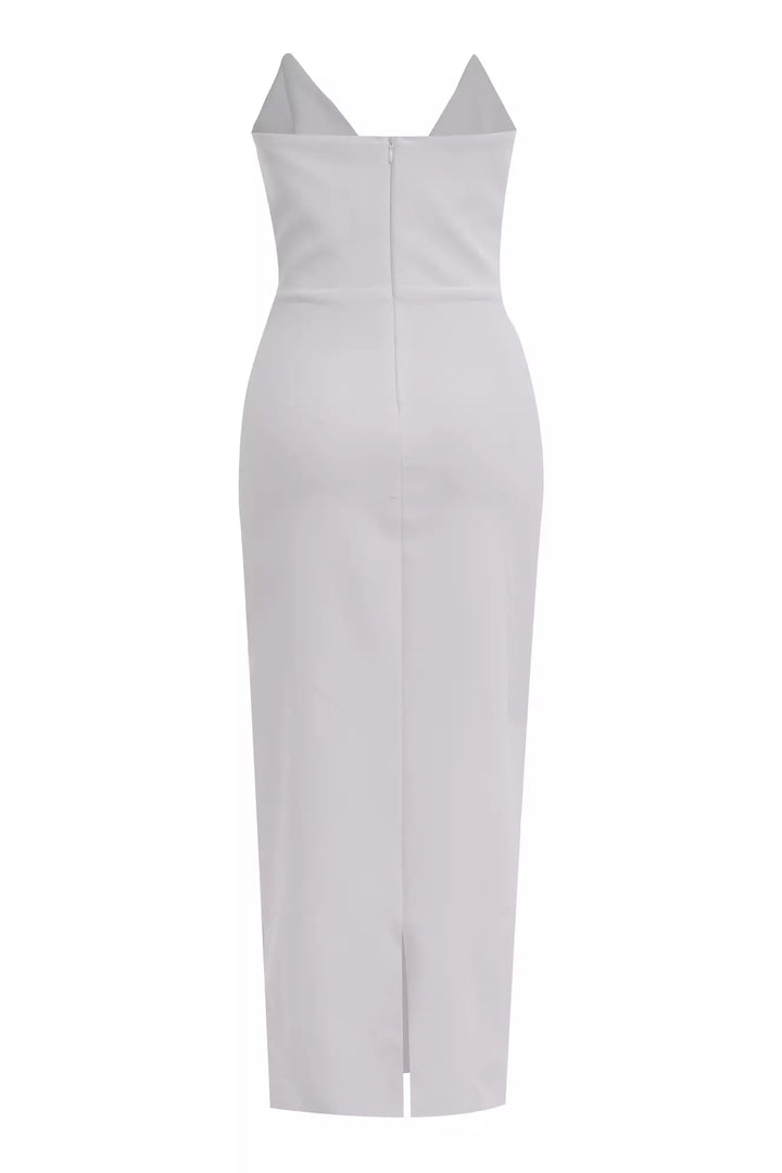 FRV White crepe sleeveless maxi dress - Fastiv