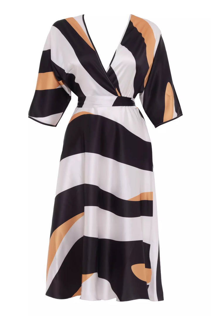 FRV Printed satin capri arm long dress - Springville