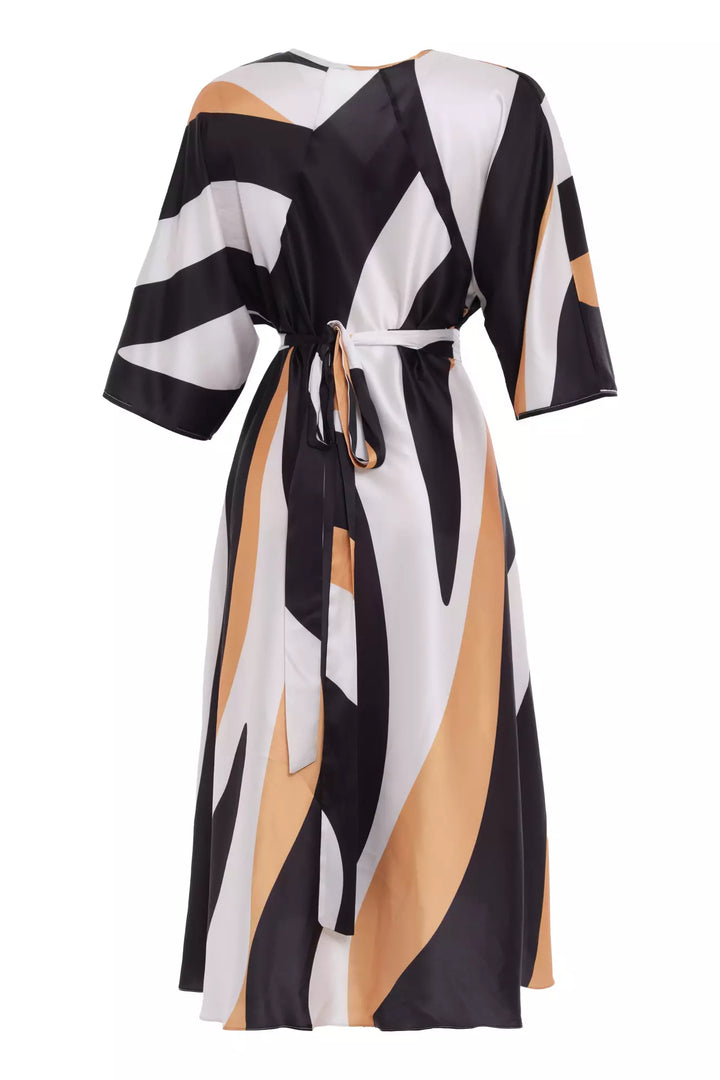 FRV Printed satin capri arm long dress - Springville