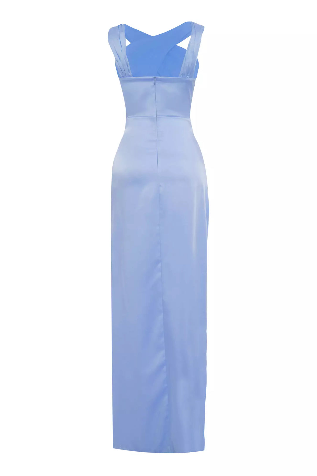 FRV Blue satin sleeveless long dress - Ampelókipoi