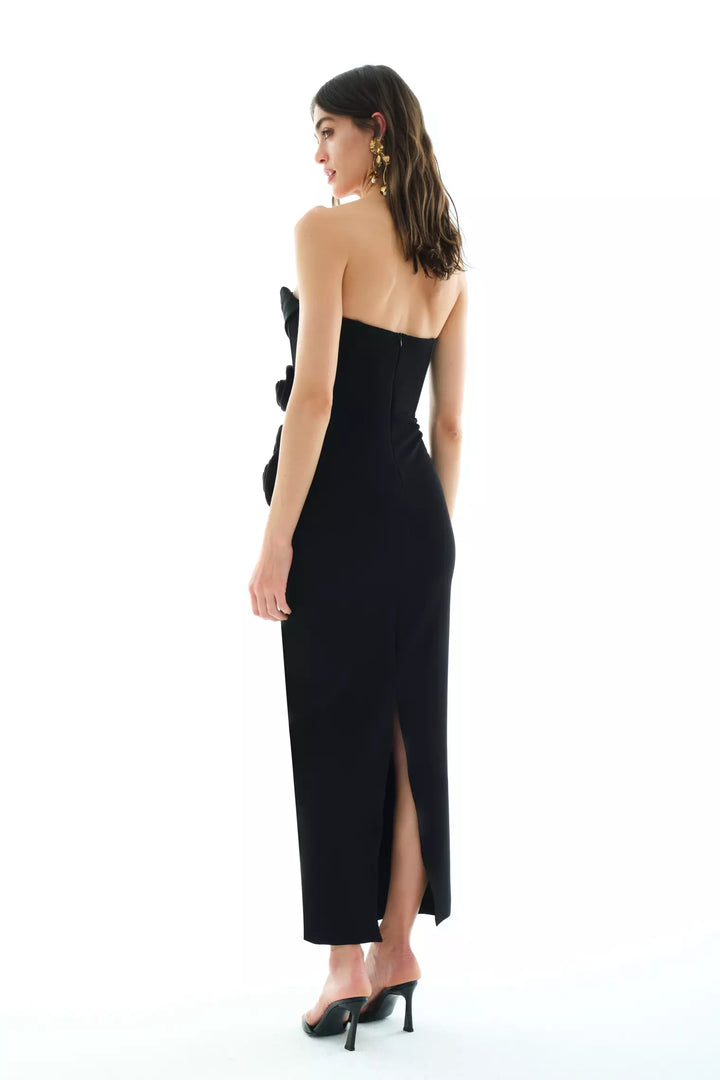 FRV Black knitted sleeveless midi dress - Abertawe