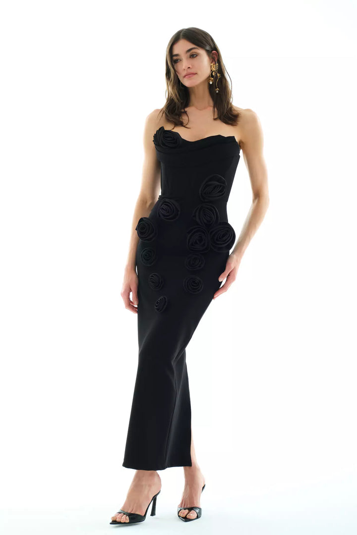 FRV Black knitted sleeveless midi dress - Abertawe