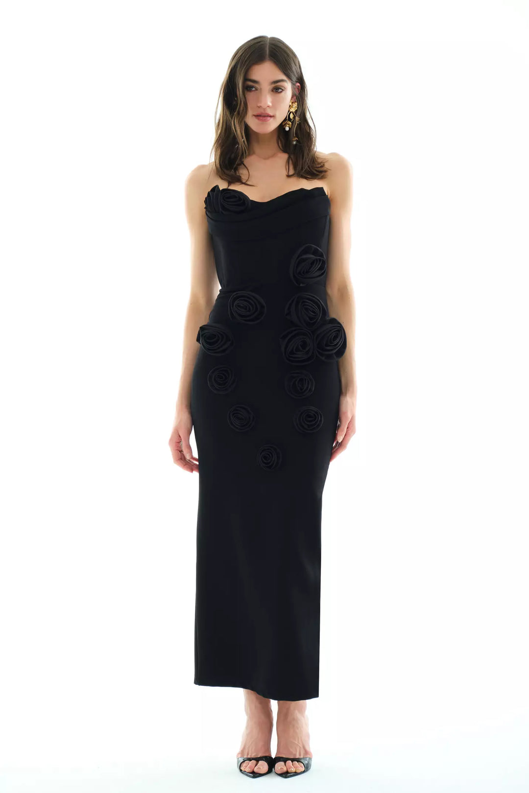 FRV Black knitted sleeveless midi dress - Abertawe