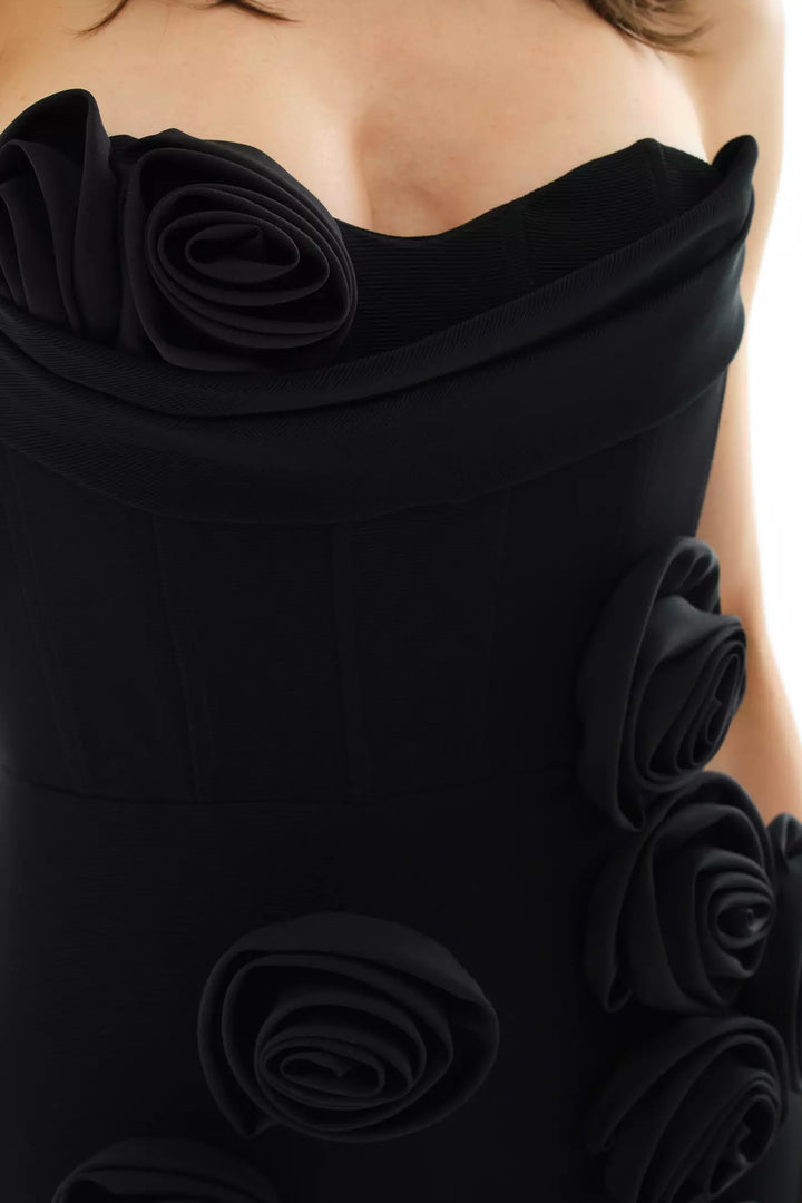 FRV Black knitted sleeveless midi dress - Abertawe