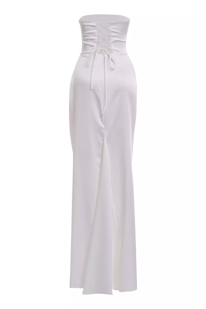 FRV White satin strapless long dress - St. Albert