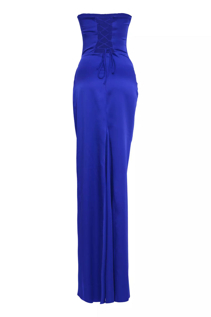 FRV Blue satin strapless long dress - New Westminster