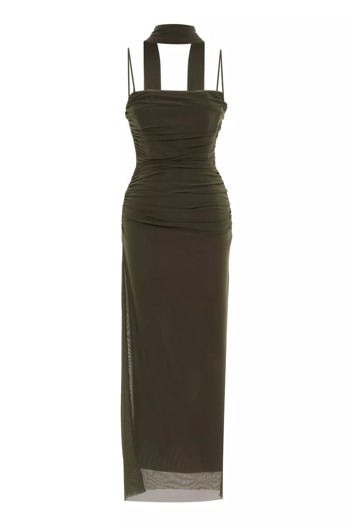 FRV Khaki tulle sleeveless long dress - Westminster