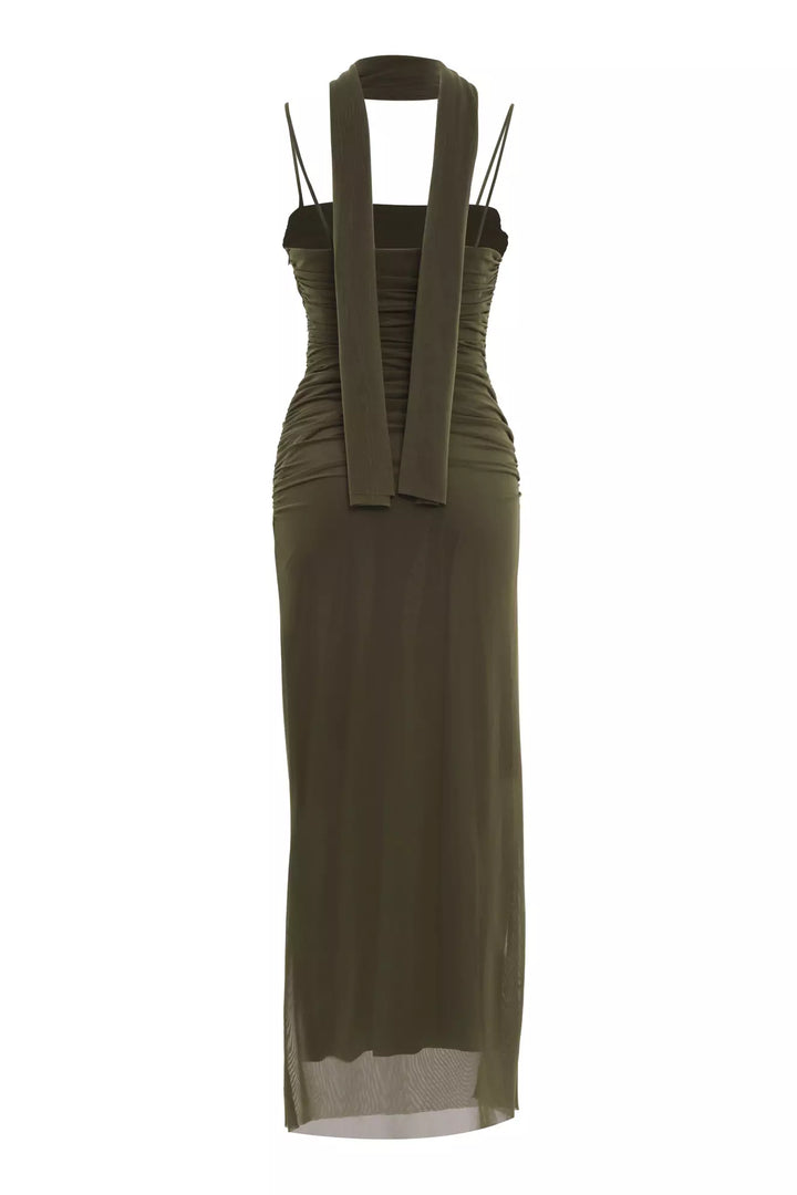 FRV Khaki tulle sleeveless long dress - Westminster