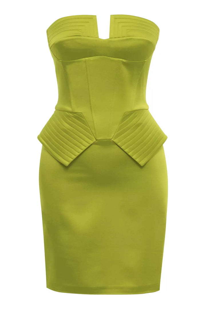 FRV Peanut green satin sleeveless mini dress - Winchester