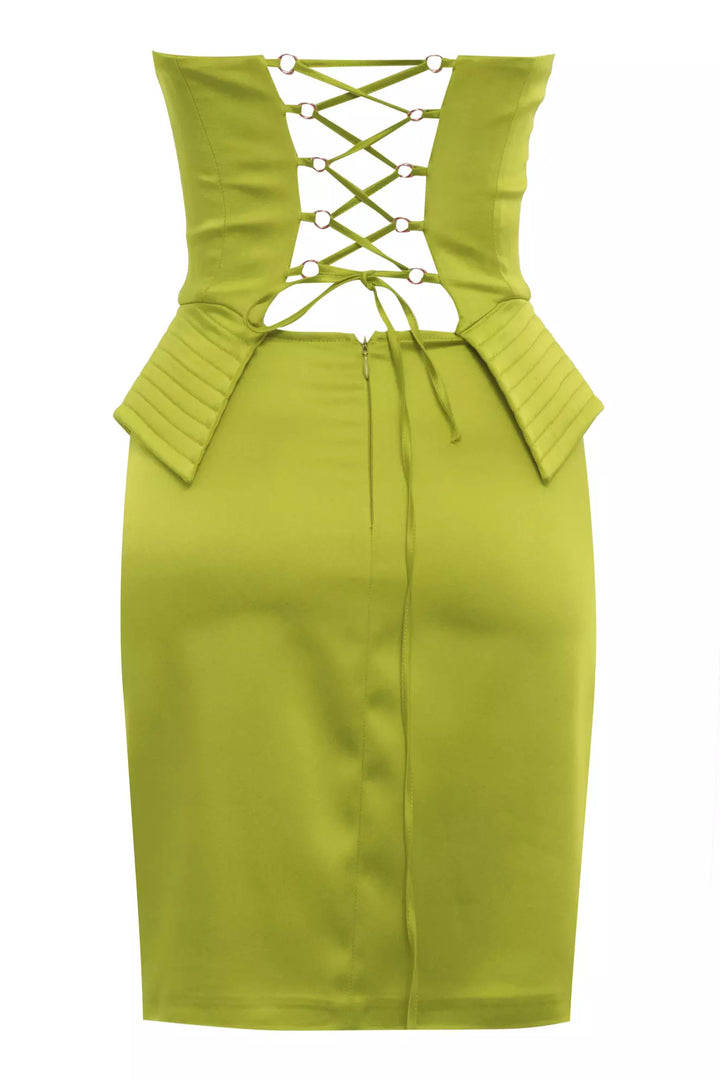 FRV Peanut green satin sleeveless mini dress - Winchester