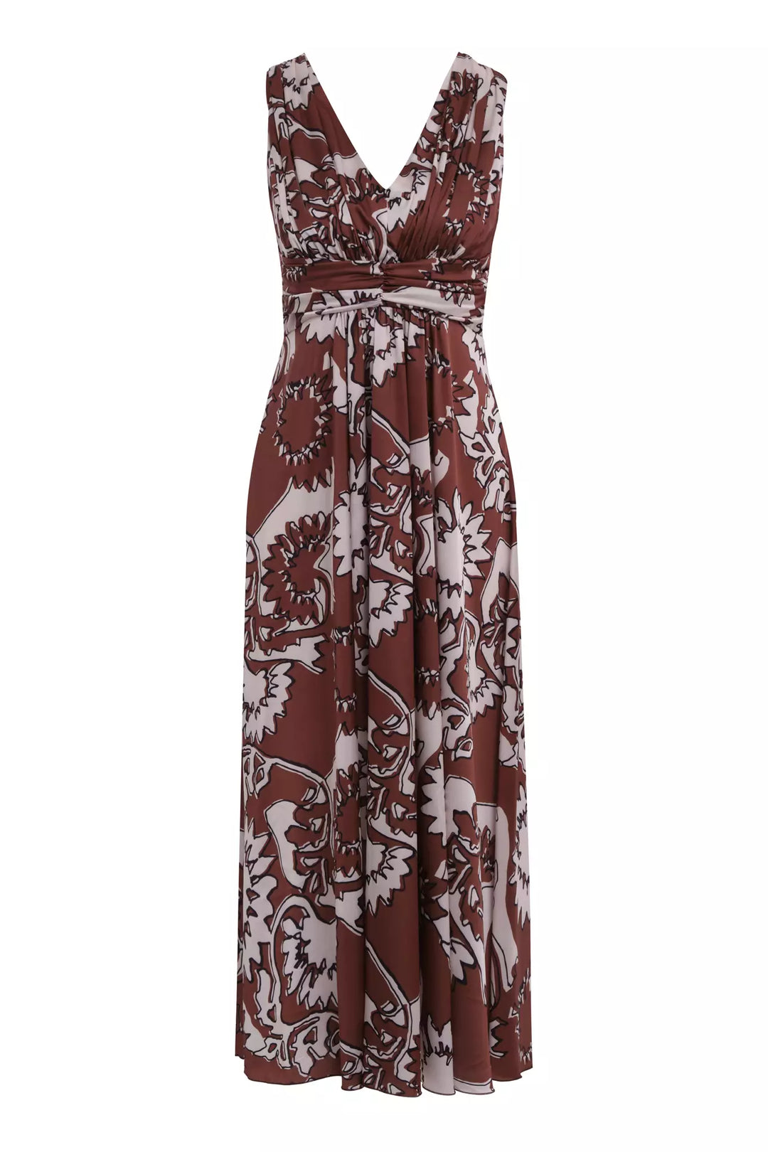 FRV Printed satin sleeveless long dress - Pine Hills