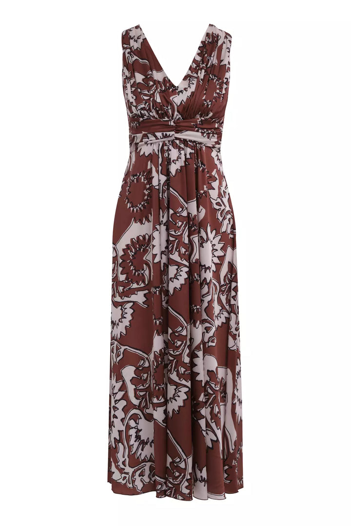 FRV Printed satin sleeveless long dress - Pine Hills