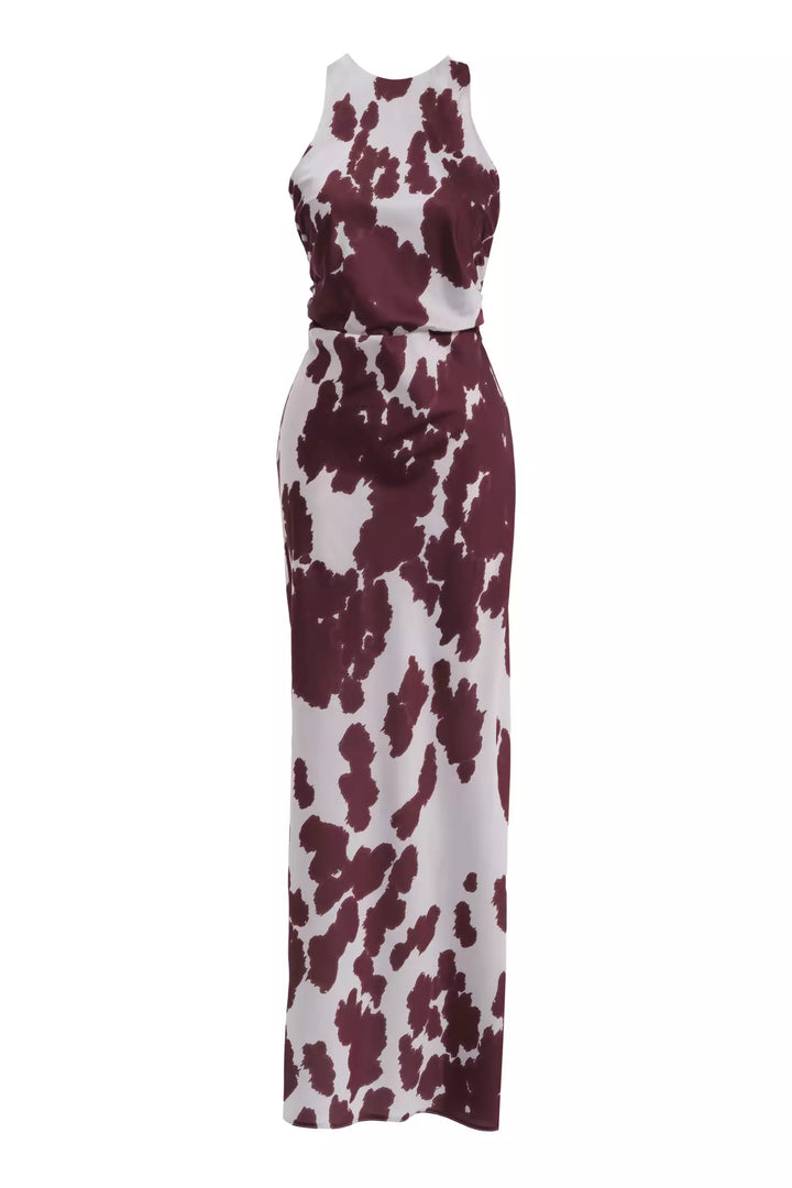 FRV Printed satin sleeveless long dress - Genoa