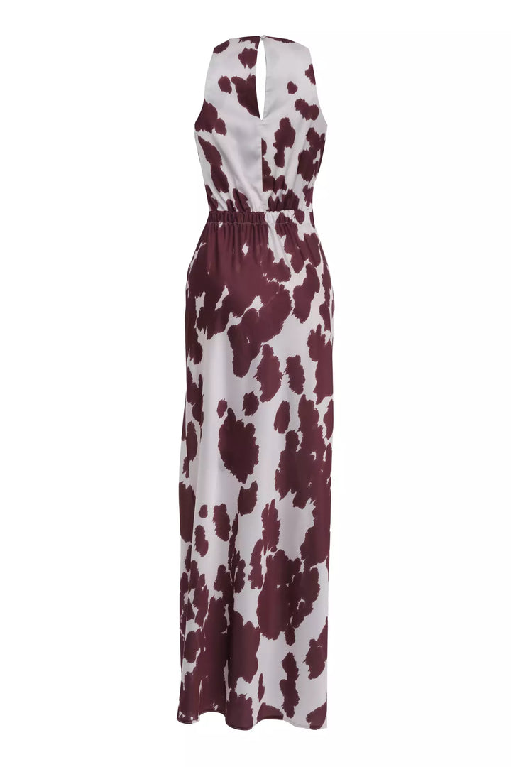 FRV Printed satin sleeveless long dress - Genoa