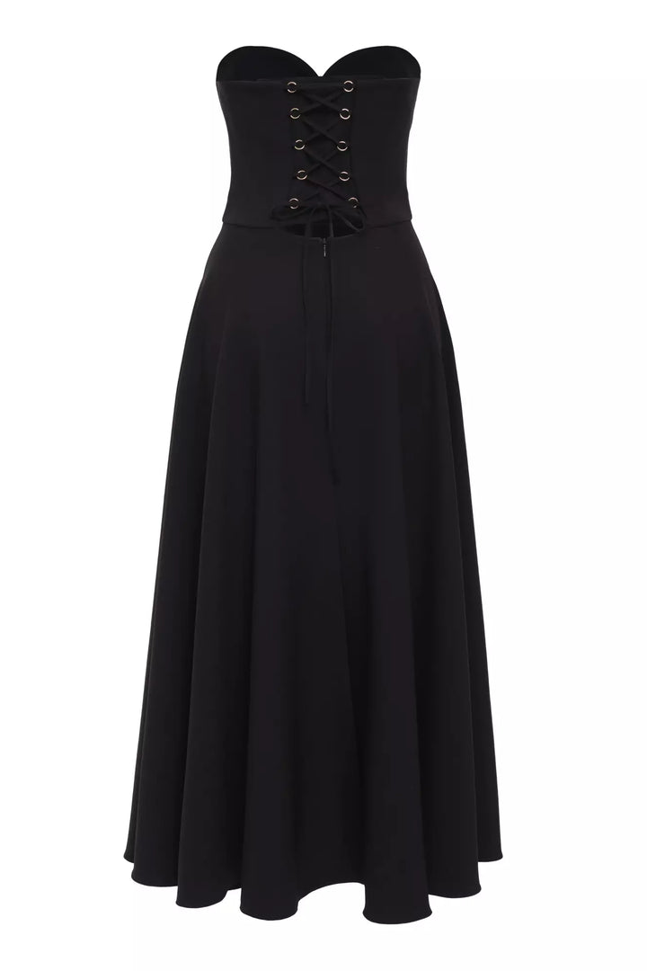 FRV Black crepe strapless midi dress - El Mirage