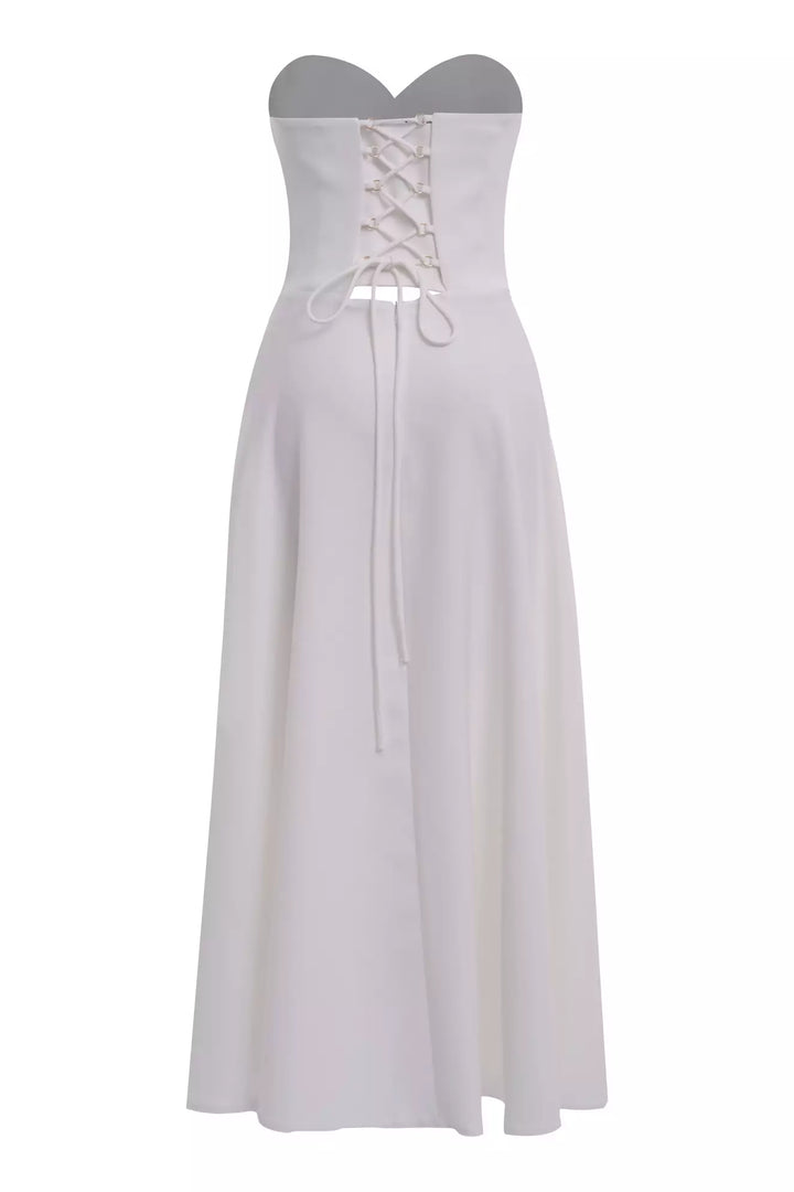 FRV White crepe strapless midi dress - Gillingham