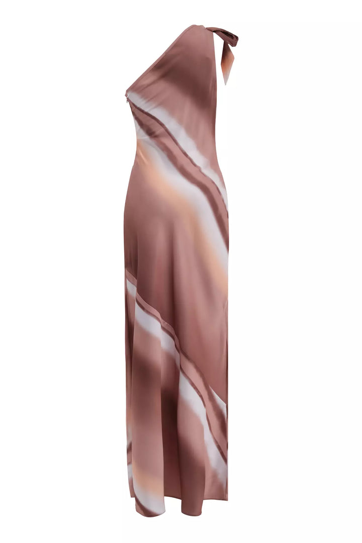 FRV Printed satin single sleeve long dress - Calimaya