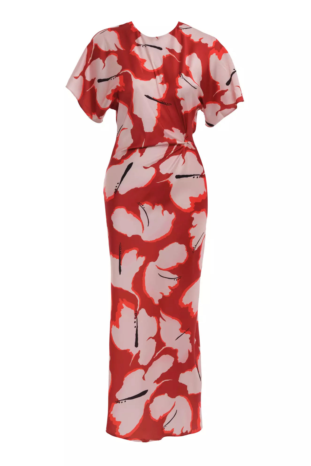 FRV Printed satin short sleeve long dress - Detmold