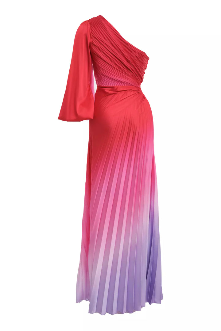 FRV Printed satin single sleeve long dress - Quincy