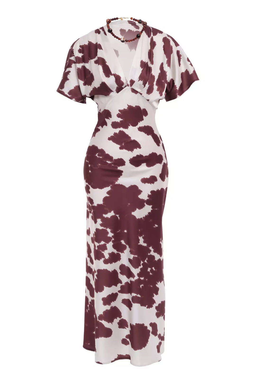 FRV Printed satin short sleeve long dress - Inca