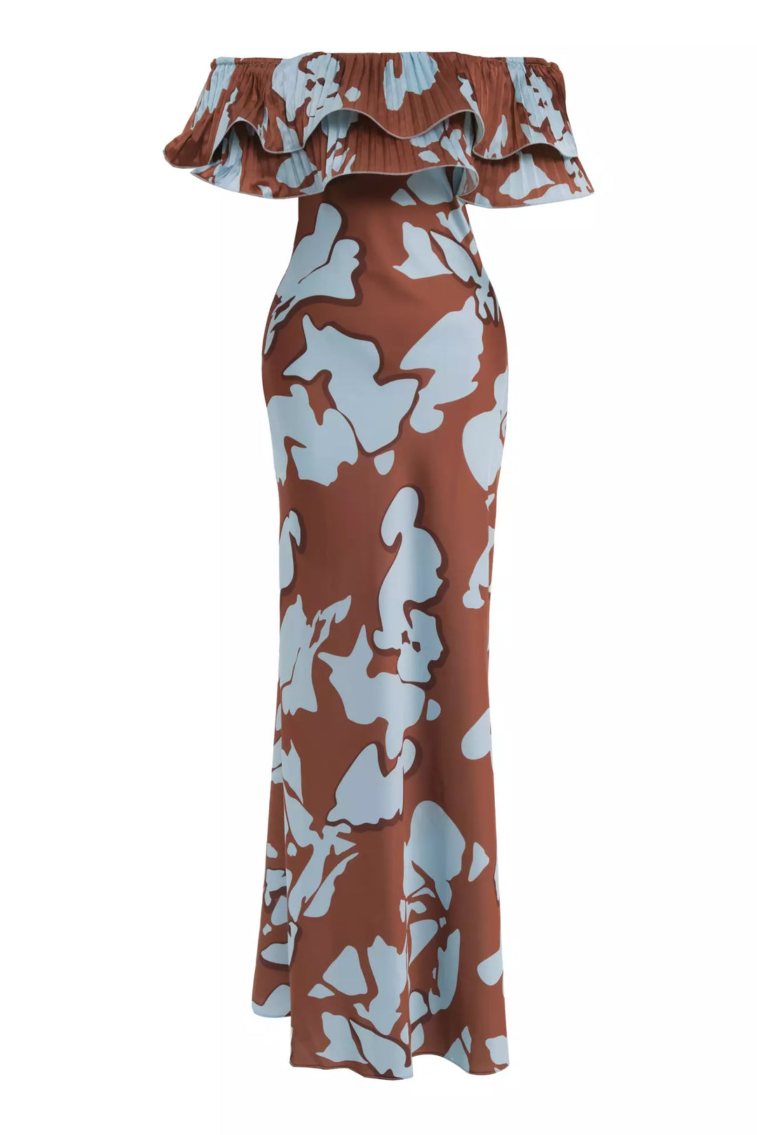 FRV Printed satin strapless long dress - Amiens