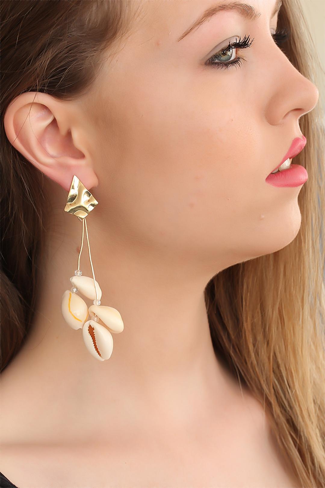 EBJ Sea Shell Gold Metal Women's Earring - Mission Viejo