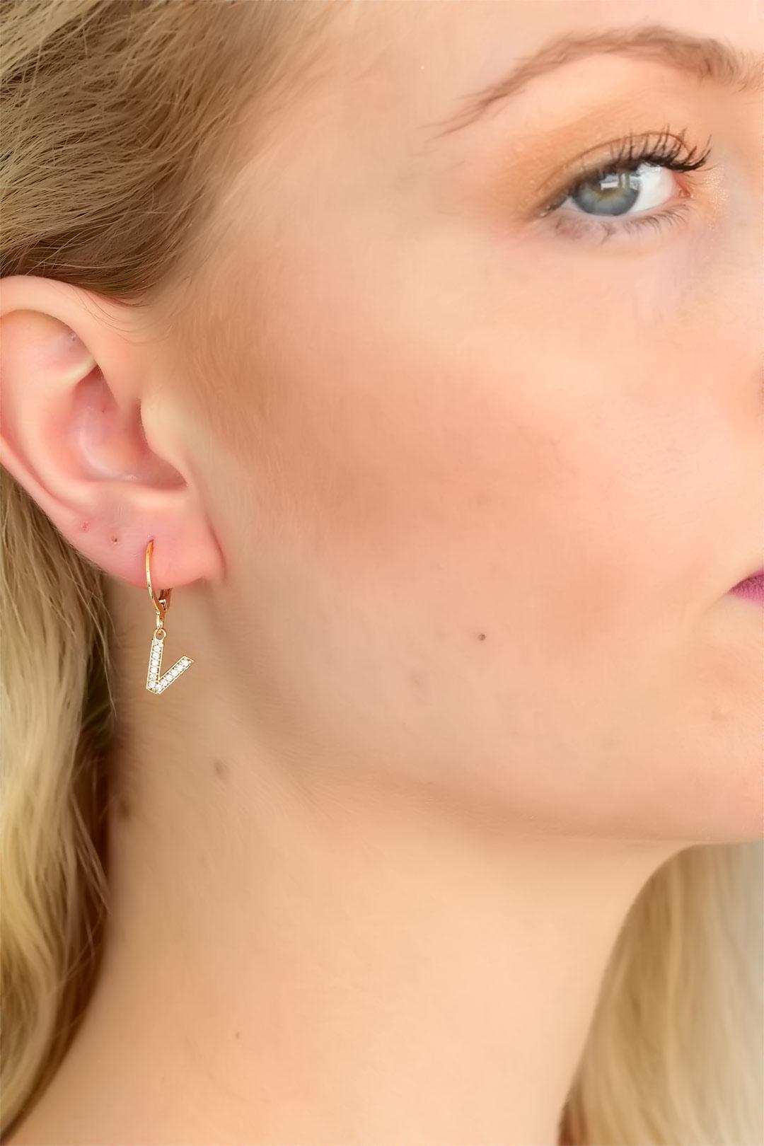 EBJ V Letter Women's Earring - Le Havre