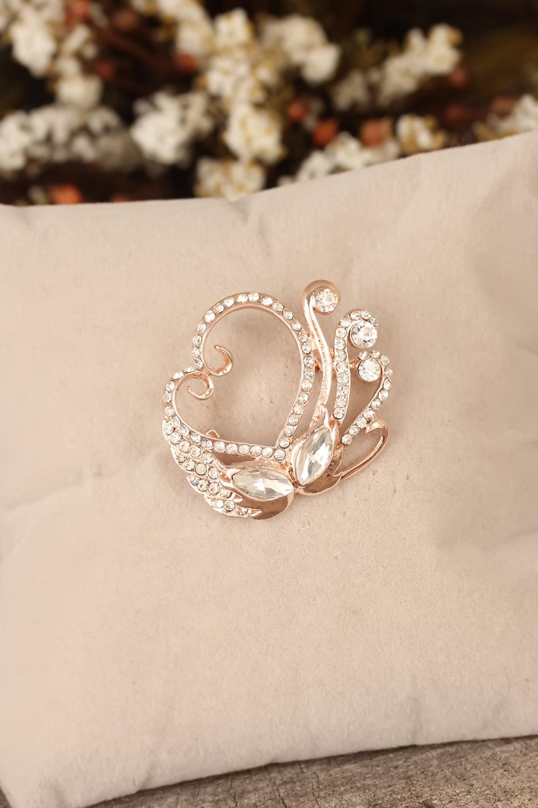 EBJ Brooch with Zircon Stone Heart Figure - Amarillo