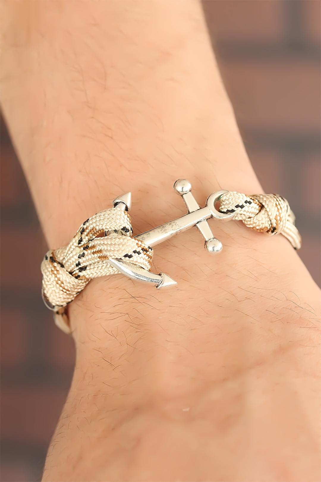 EBJ Patterned Cream Metal Cuff Men's Bracelet - Quincy